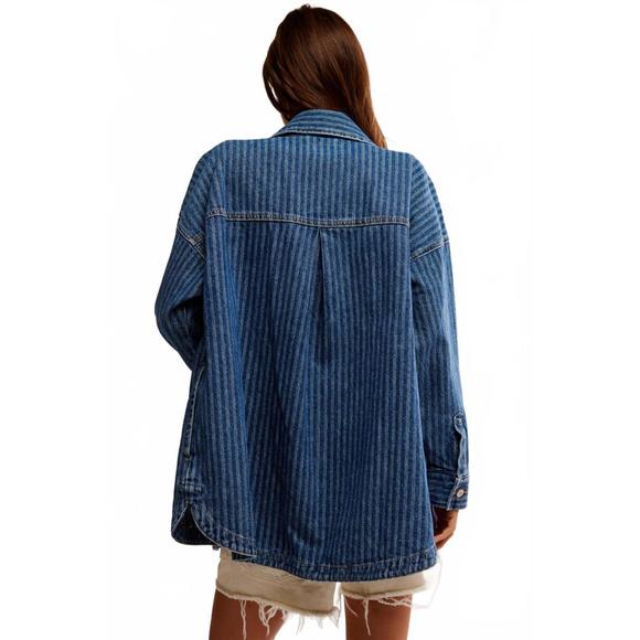 NEW FREE PEOPLE dunes shirt jacket in blue abyss - Picture 3 of 4